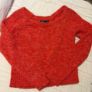 American Eagle Outfitters 100% cotton, red, Off the Shoulder Cropped Sweater, XS